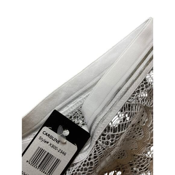 NWT Fredrick's of Hollywood Women Small Bridal Lace Underwear Thong White Silver - Picture 7 of 9